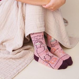 NWT Blue Q “go away I’m introverting” Crew Socks